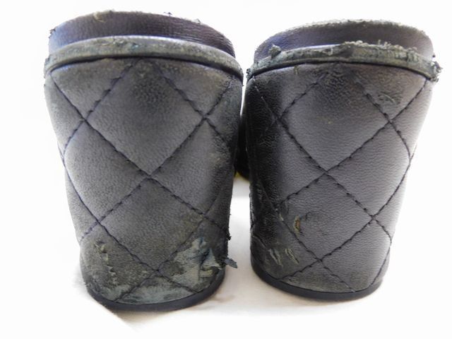 Chanel 36c CC Logo Sandals Black Leather Shoes Mani — view 4