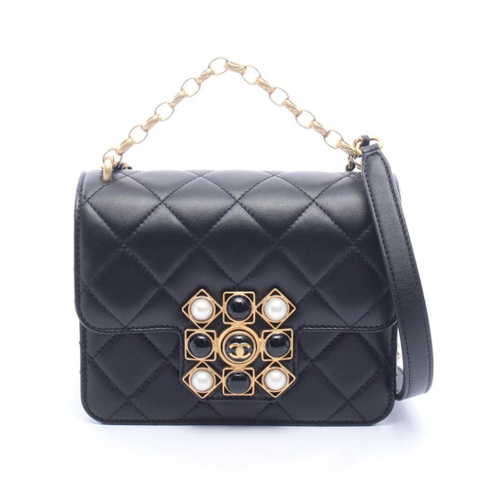 Chanel Shoulder Bag Quilted Black Leather Small Flap Chain