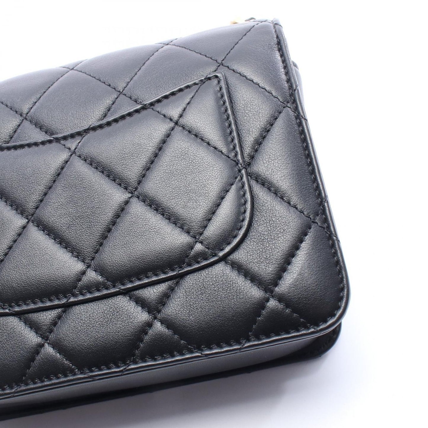 Chanel Shoulder Bag Quilted Black Leather Small Flap Chain — view 7