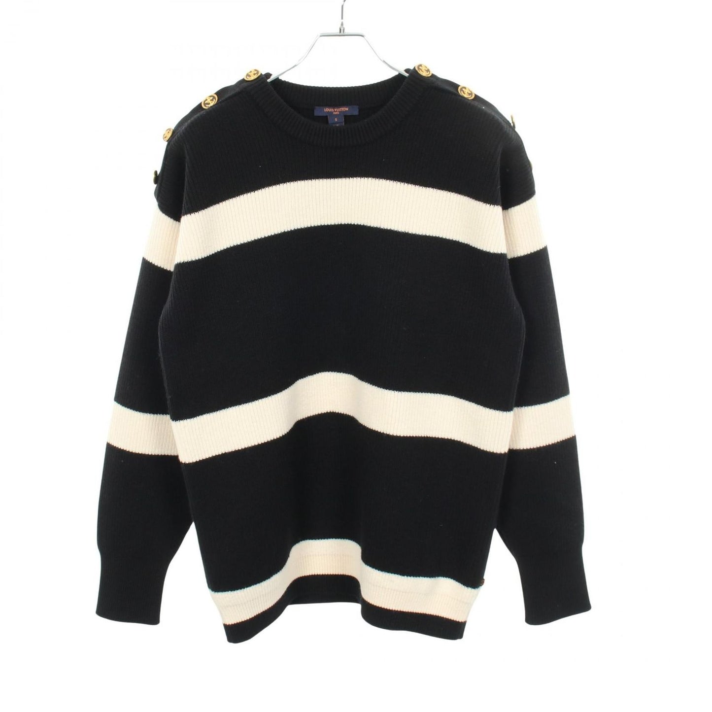Louis Vuitton Knit Border Gb9 Black Wool Sweater