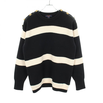 Louis Vuitton Knit Border Gb9 Black Wool Sweater