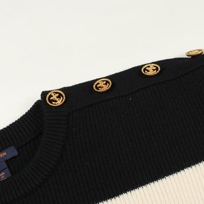 Louis Vuitton Knit Border Gb9 Black Wool Sweater — view 5