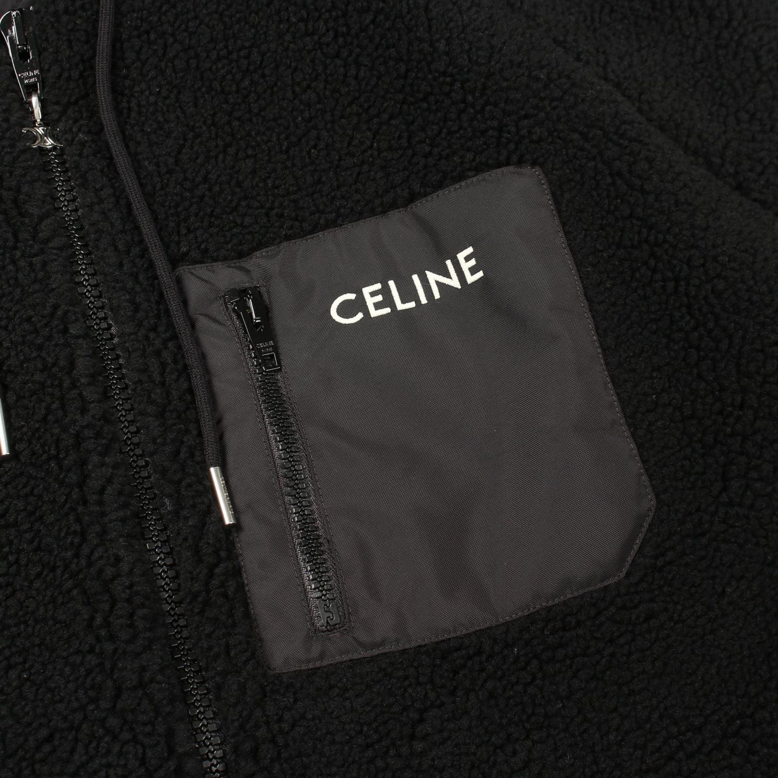 Celine Hooded Boa Black Others Boa Jacket — view 6