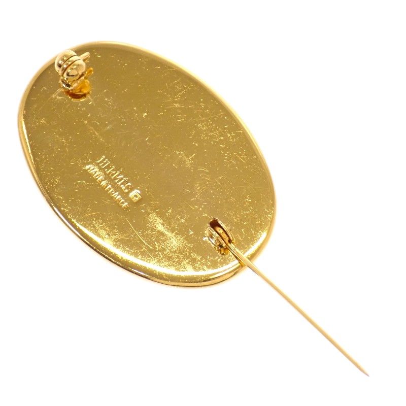 Hermes Enamel Brooch Cloisonne Gold Golden Carriage — view 8