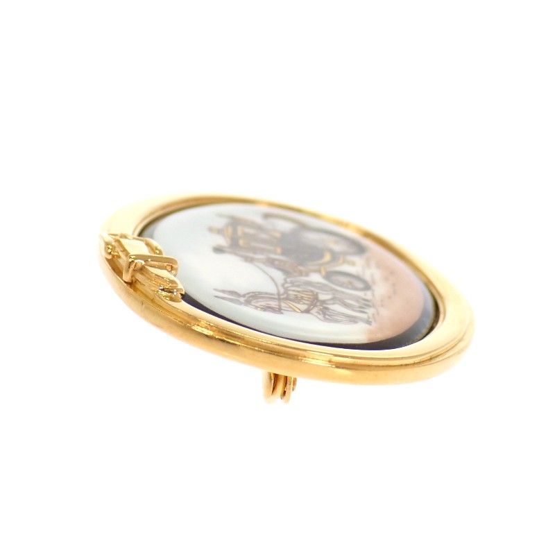 Hermes Enamel Brooch Cloisonne Gold Golden Carriage — view 4