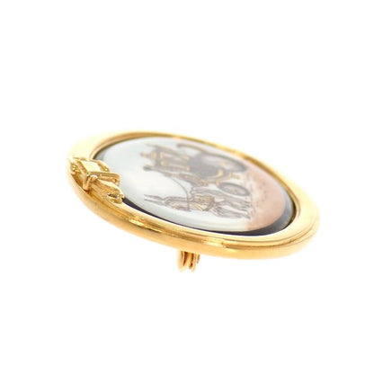Hermes Enamel Brooch Cloisonne Gold Golden Carriage — view 4