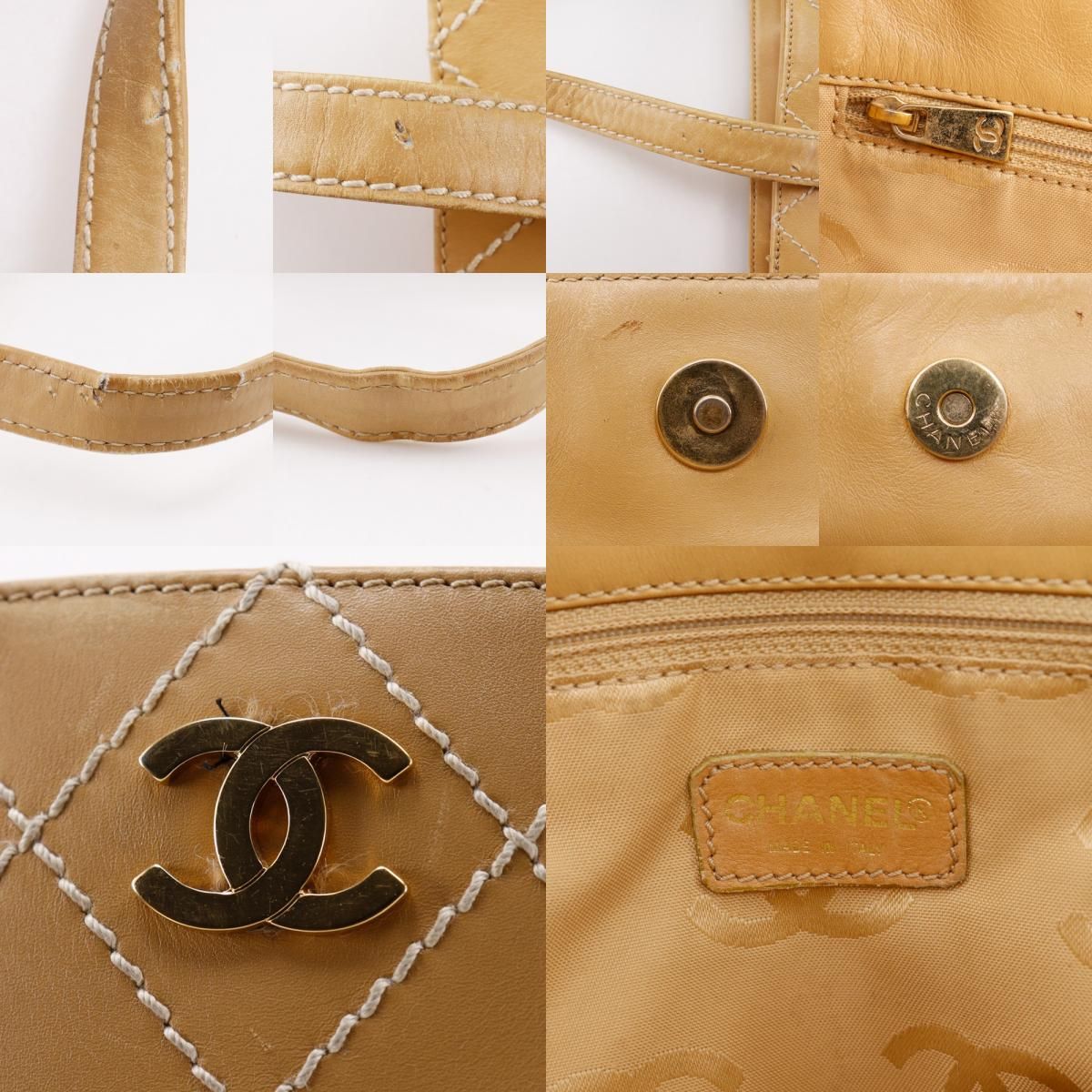 Chanel Wild Stitch Calf Beige Tote — view 9