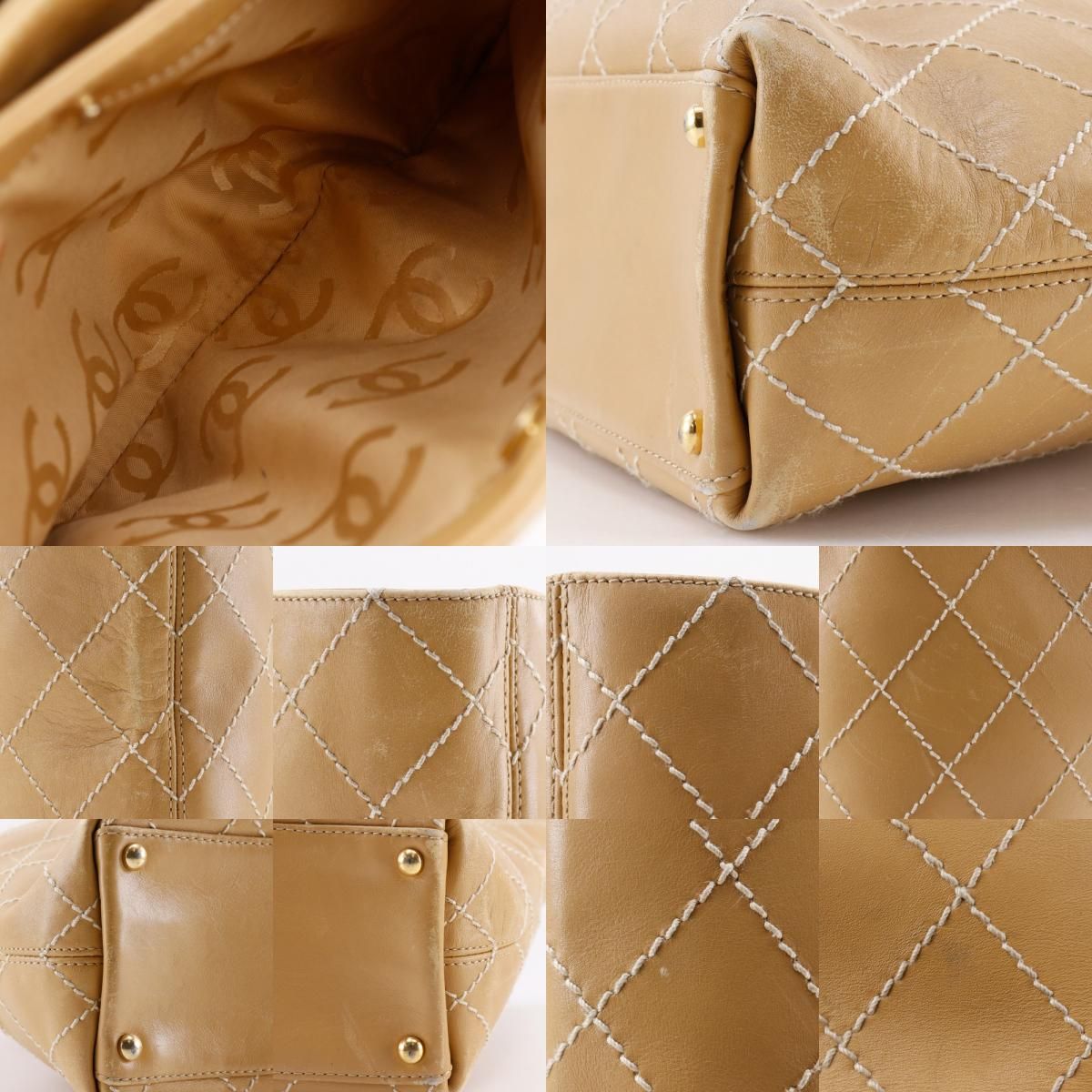 Chanel Wild Stitch Calf Beige Tote — view 7