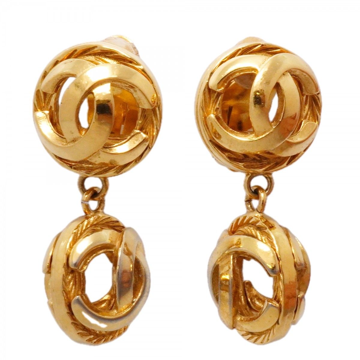 Chanel Earrings Vintage CC Logo Round