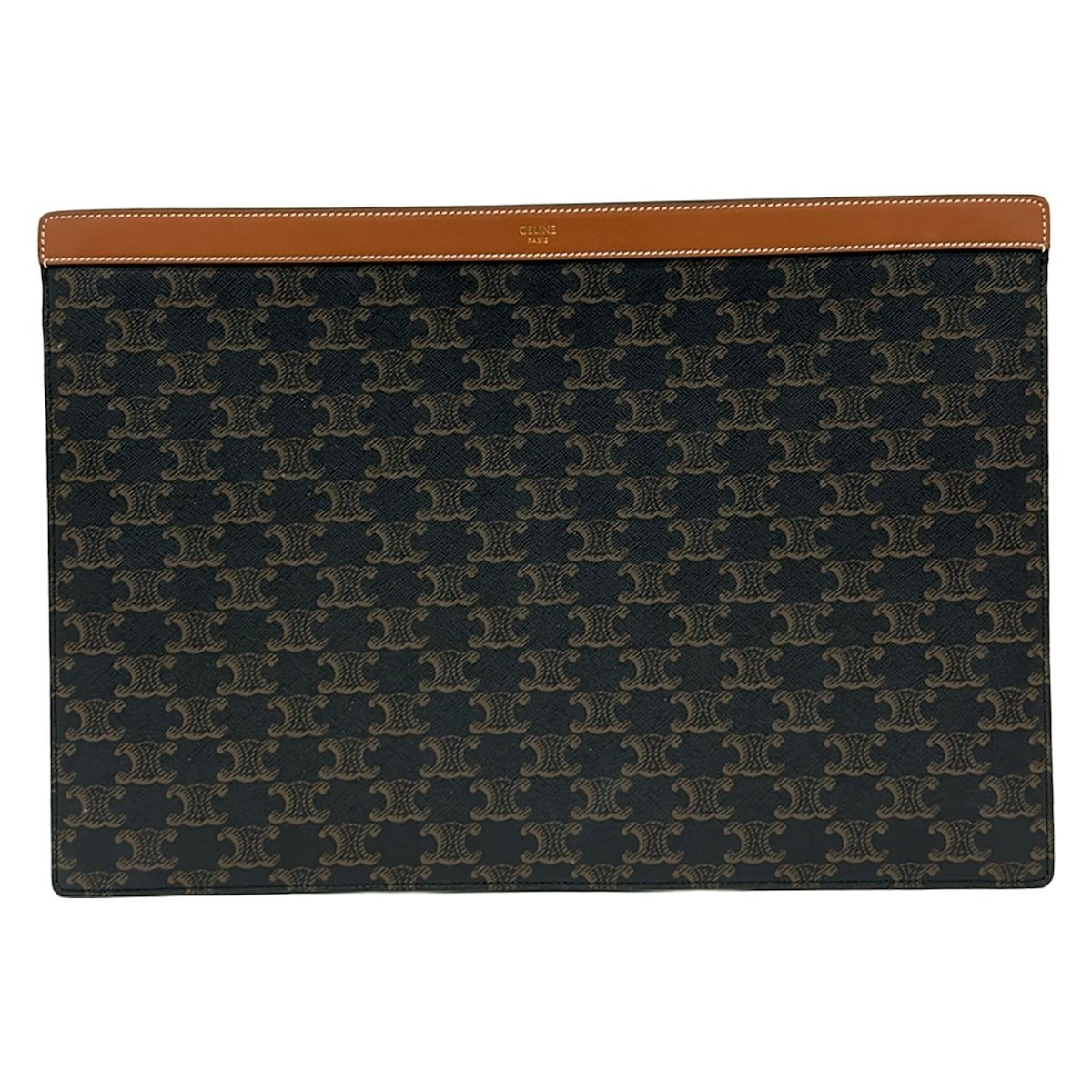 Celine Bag Triomphe Canvas Black Beige Brown PC Case Laptop Leather