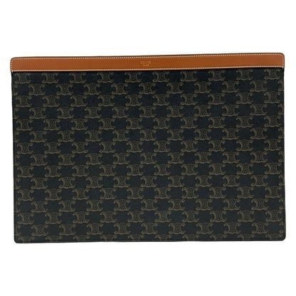 Celine Bag Triomphe Canvas Black Beige Brown PC Case Laptop Leather