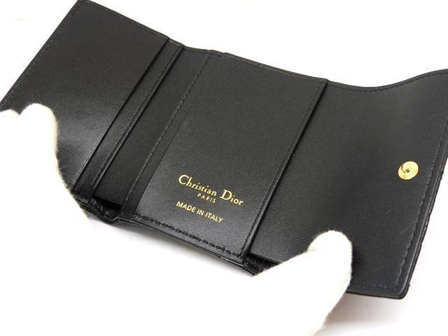 Dior Caro Hibiscus Wallet Compact Mini Black Leather — view 4