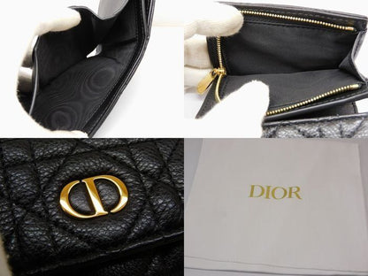 Dior Caro Hibiscus Wallet Compact Mini Black Leather — view 5
