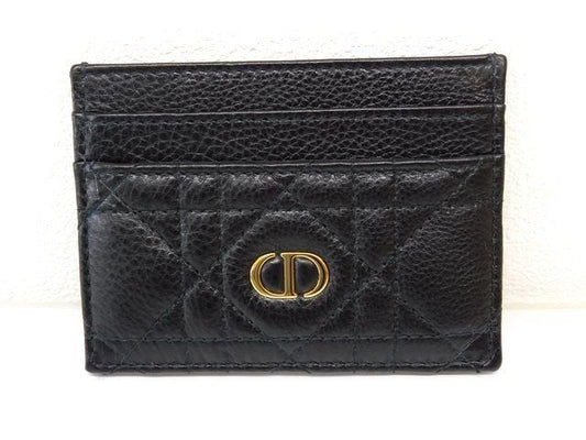 Dior Caro Frisia Card Holder Case Black Leather