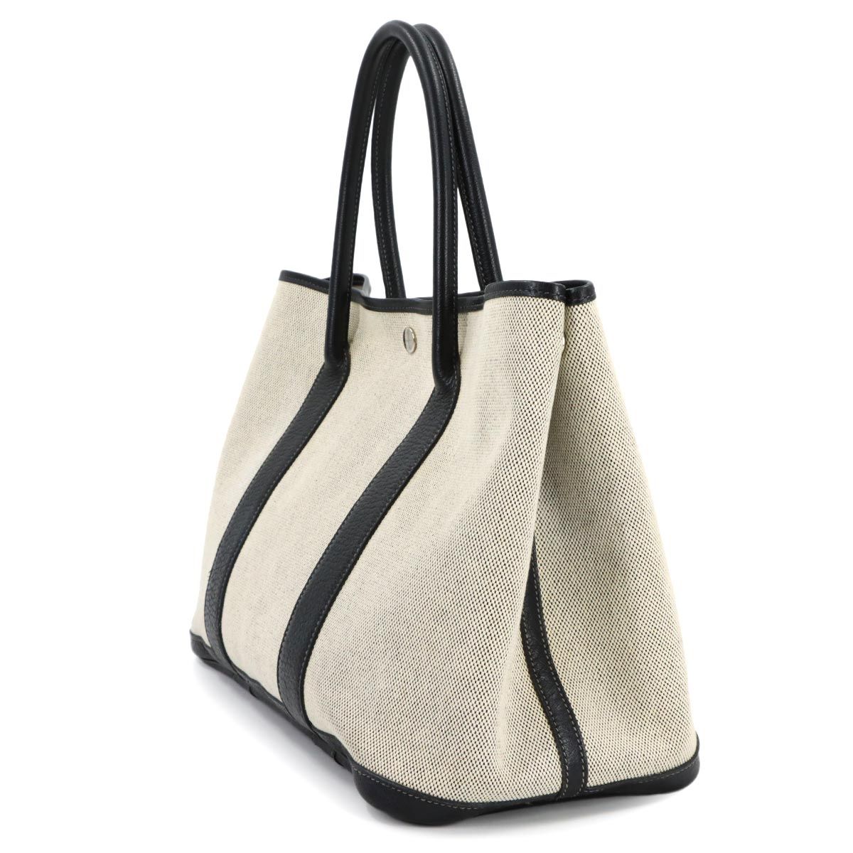 Hermes Garden Party 36 PM Tote Toile Ash Leather Black Gray PM — view 3