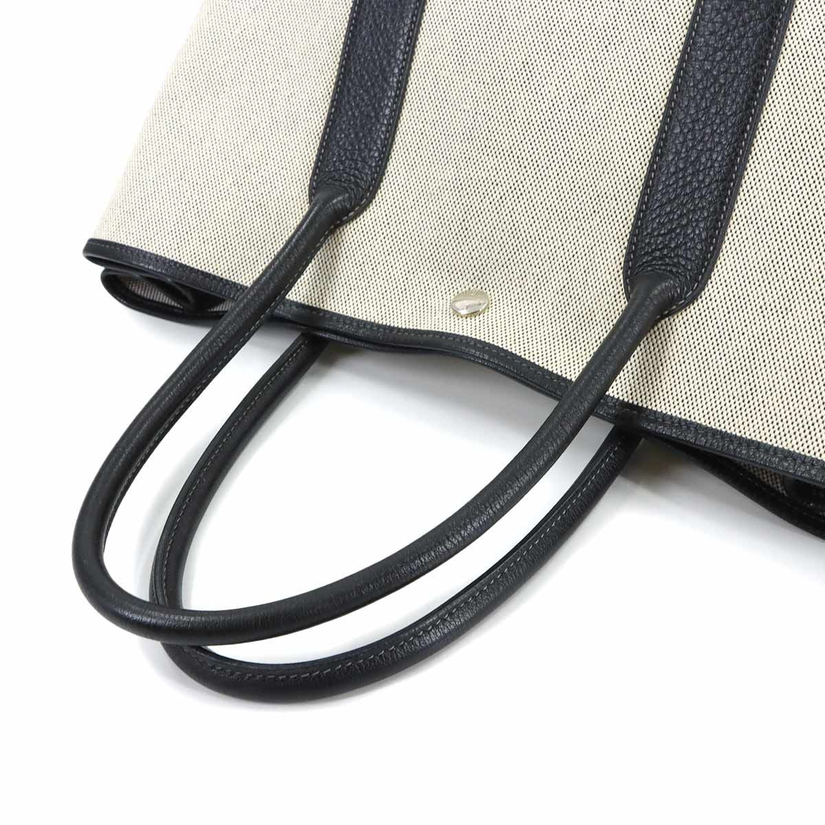 Hermes Garden Party 36 PM Tote Toile Ash Leather Black Gray PM — view 5