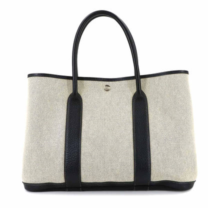 Hermes Garden Party 36 PM Tote Toile Ash Leather Black Gray PM — view 2