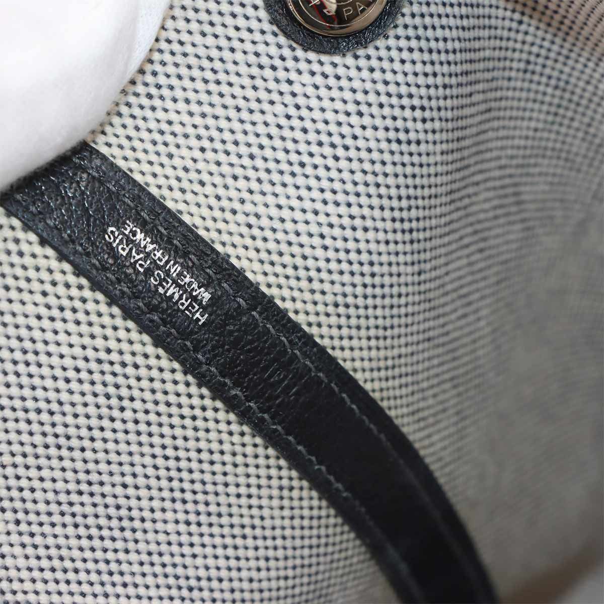 Hermes Garden Party 36 PM Tote Toile Ash Leather Black Gray PM — view 7