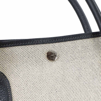 Hermes Garden Party 36 PM Tote Toile Ash Leather Black Gray PM — view 8