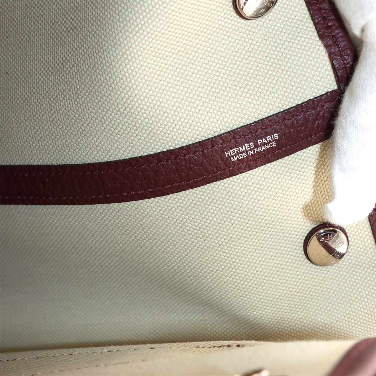 Hermes Garden File MM Tote Toile Military Negonda Beton Rouge Ash — view 7