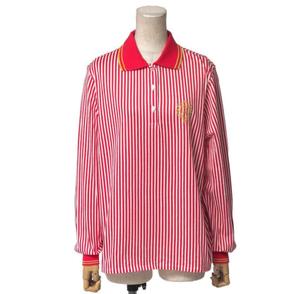 Dior Polo Shirt M Border CD Logo Embroidery Long Sleeve