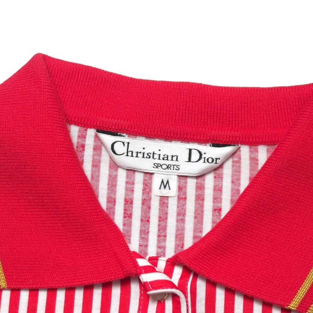 Dior Polo Shirt M Border CD Logo Embroidery Long Sleeve — view 4