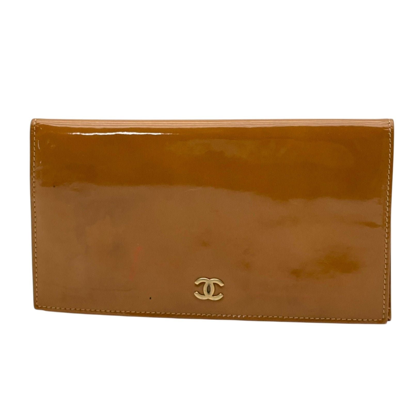 Chanel Timeless CC Patent Leather Bifold Wallet Brown Gold CC Logo Enamel M5 — view 2