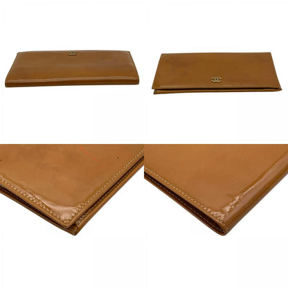 Chanel Timeless CC Patent Leather Bifold Wallet Brown Gold CC Logo Enamel M5 — view 6