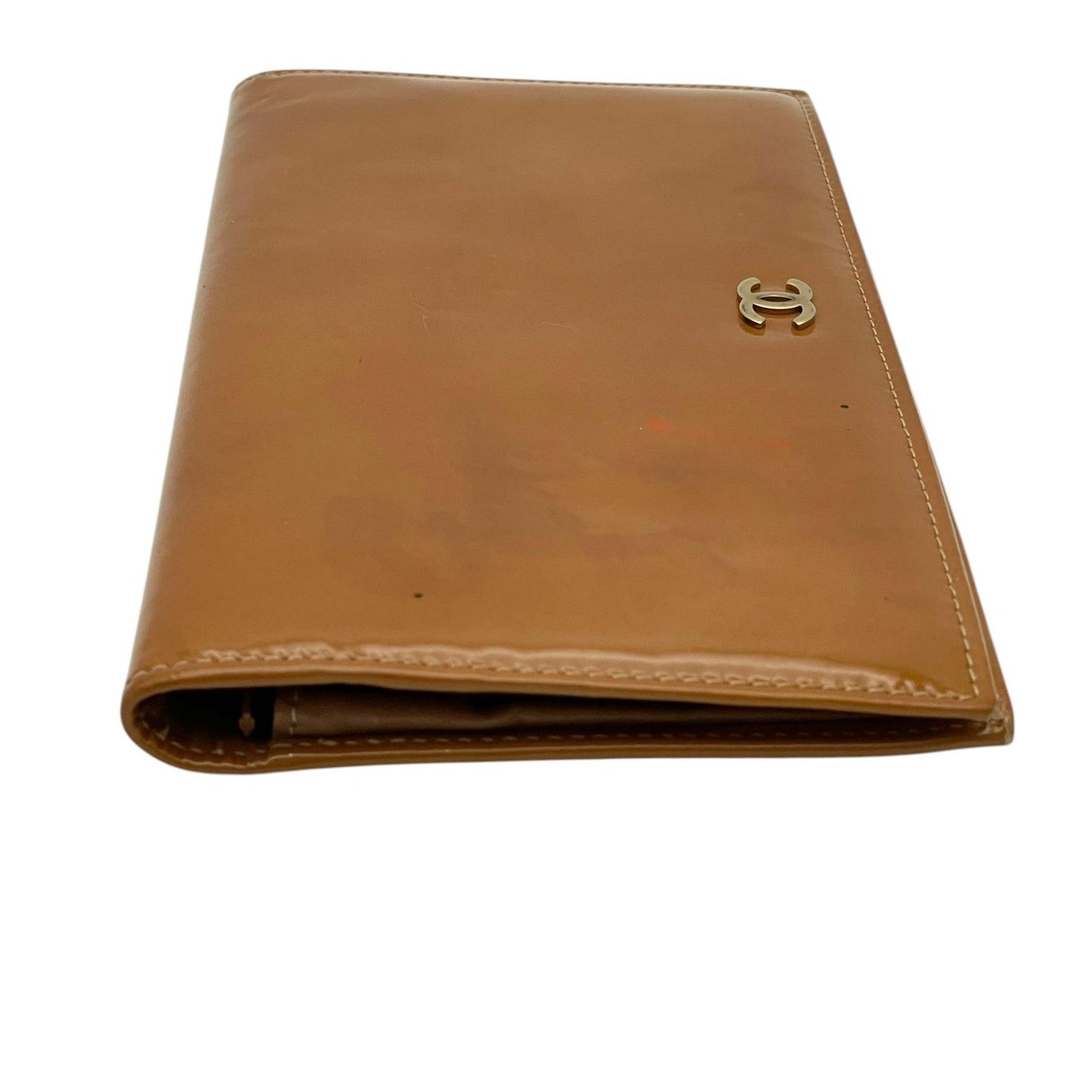 Chanel Timeless CC Patent Leather Bifold Wallet Brown Gold CC Logo Enamel M5 — view 4