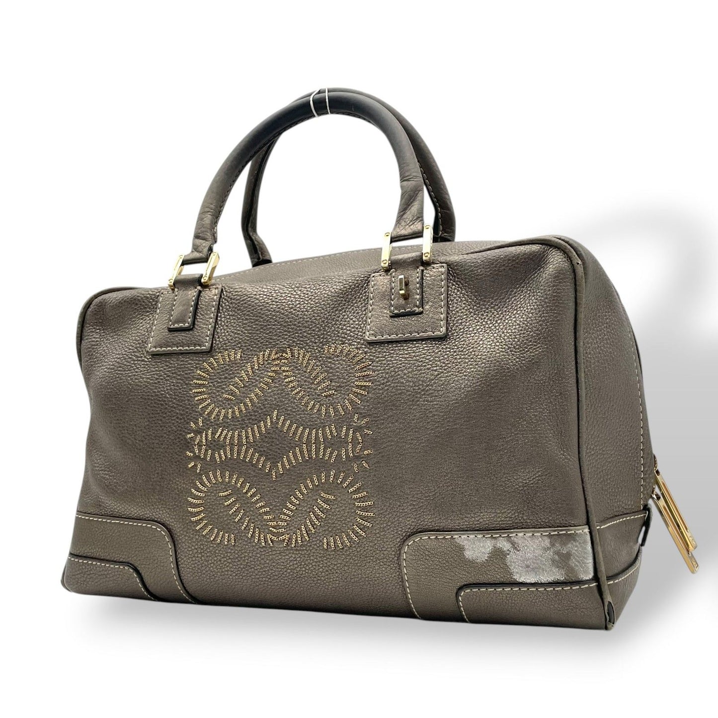 Loewe Amazona Boston Bag Leather Gray Anagram