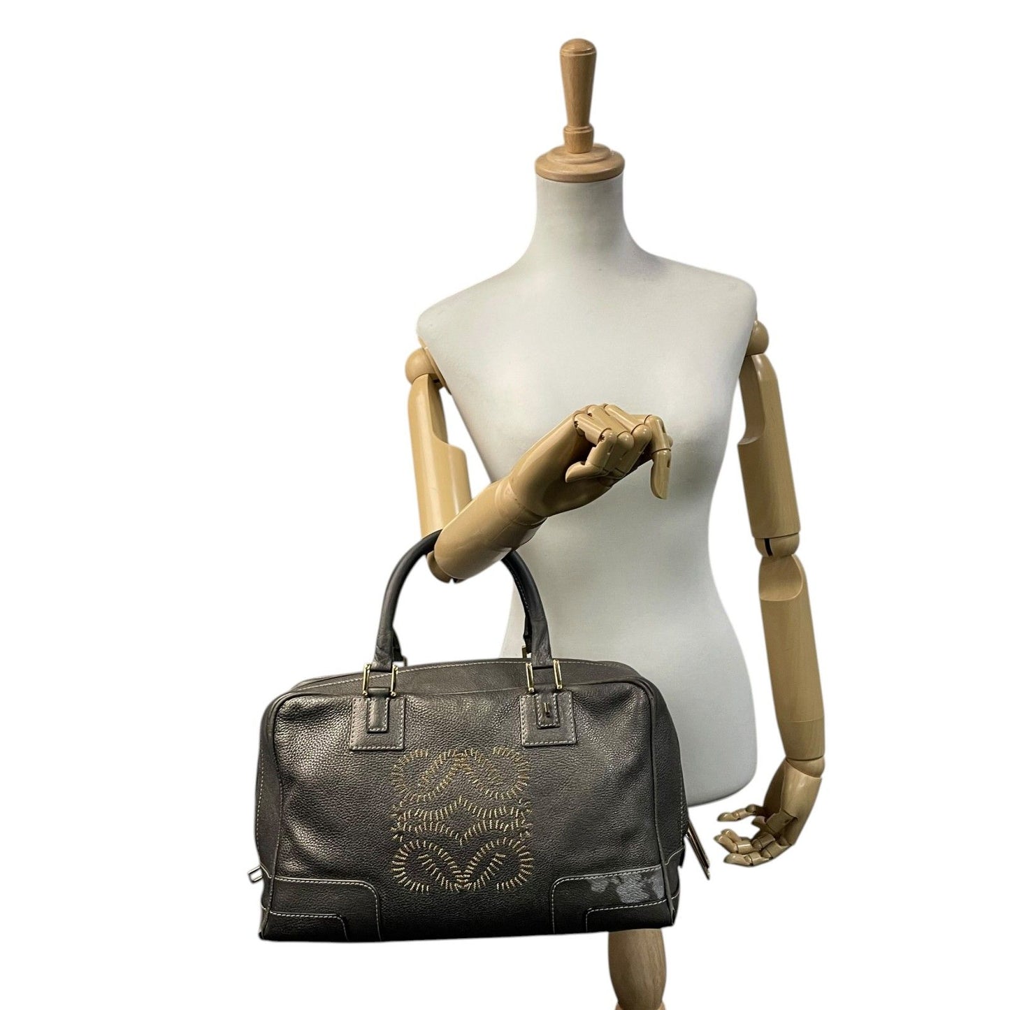 Loewe Amazona Boston Bag Leather Gray Anagram — view 4