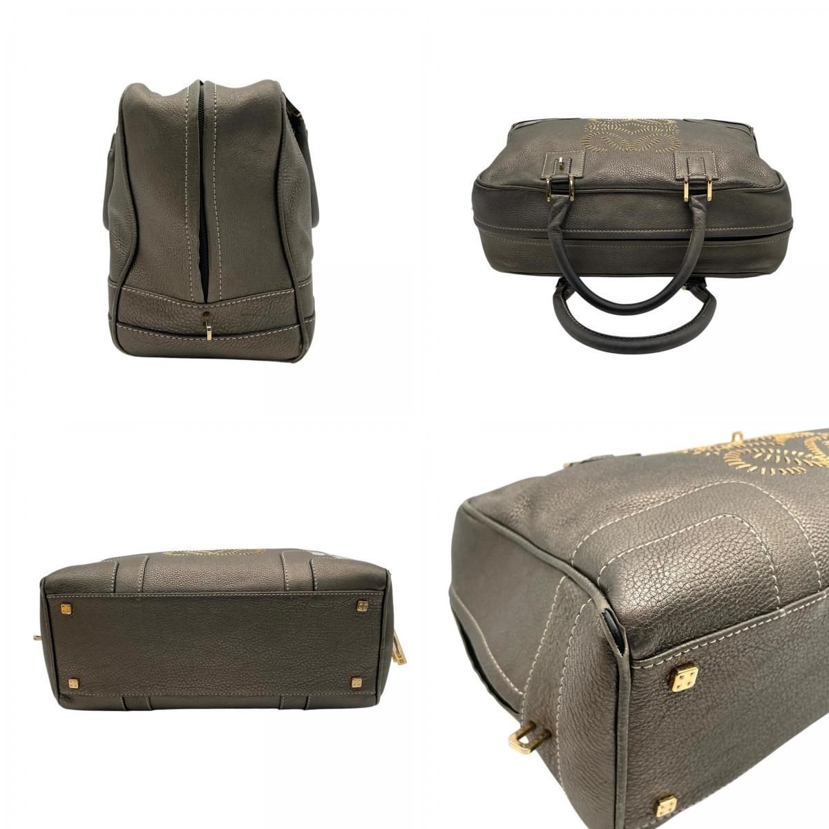 Loewe Amazona Boston Bag Leather Gray Anagram — view 6