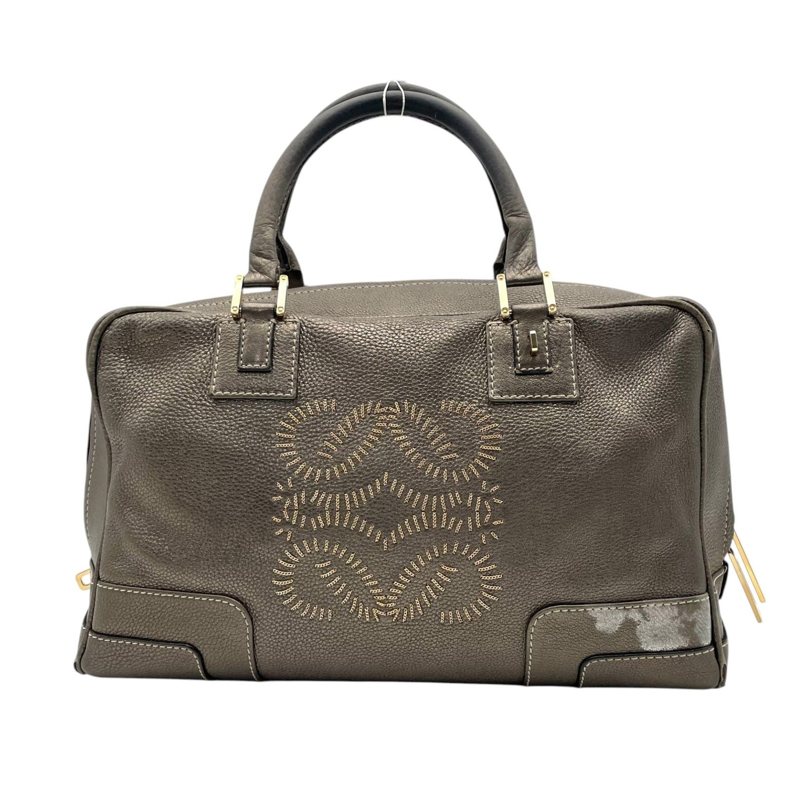 Loewe Amazona Boston Bag Leather Gray Anagram — view 2