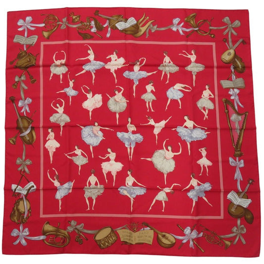 Hermes Carre 90 la Dance Ballerina Red Scarf