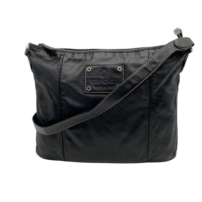 Gucci Interlocking Leather Shoulder Bag Black Silver Crossbody — view 2