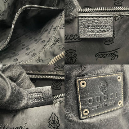 Gucci Interlocking Leather Shoulder Bag Black Silver Crossbody — view 9