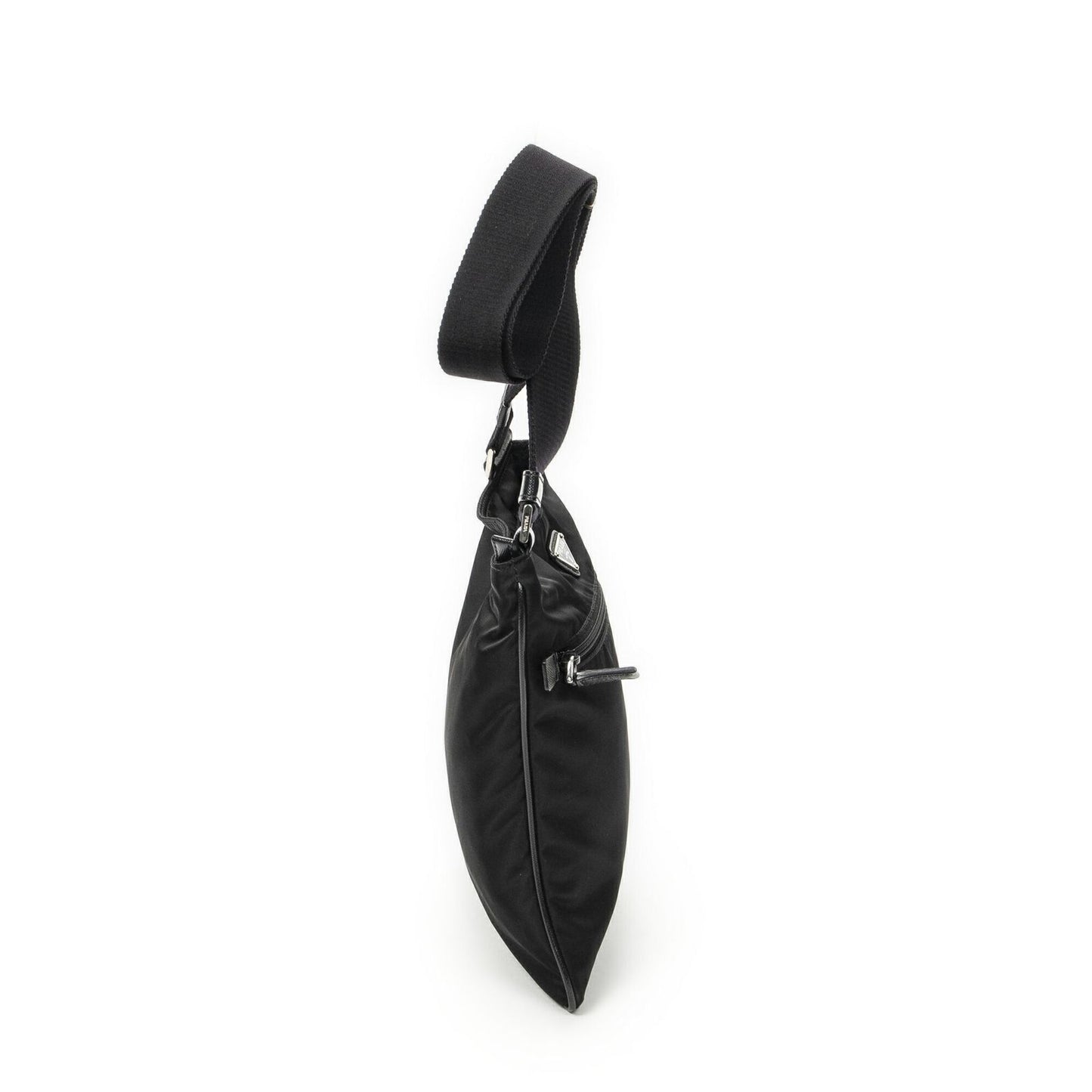 Prada Flat Messenger Crossbody Bag Black Nylon Canvas — view 4