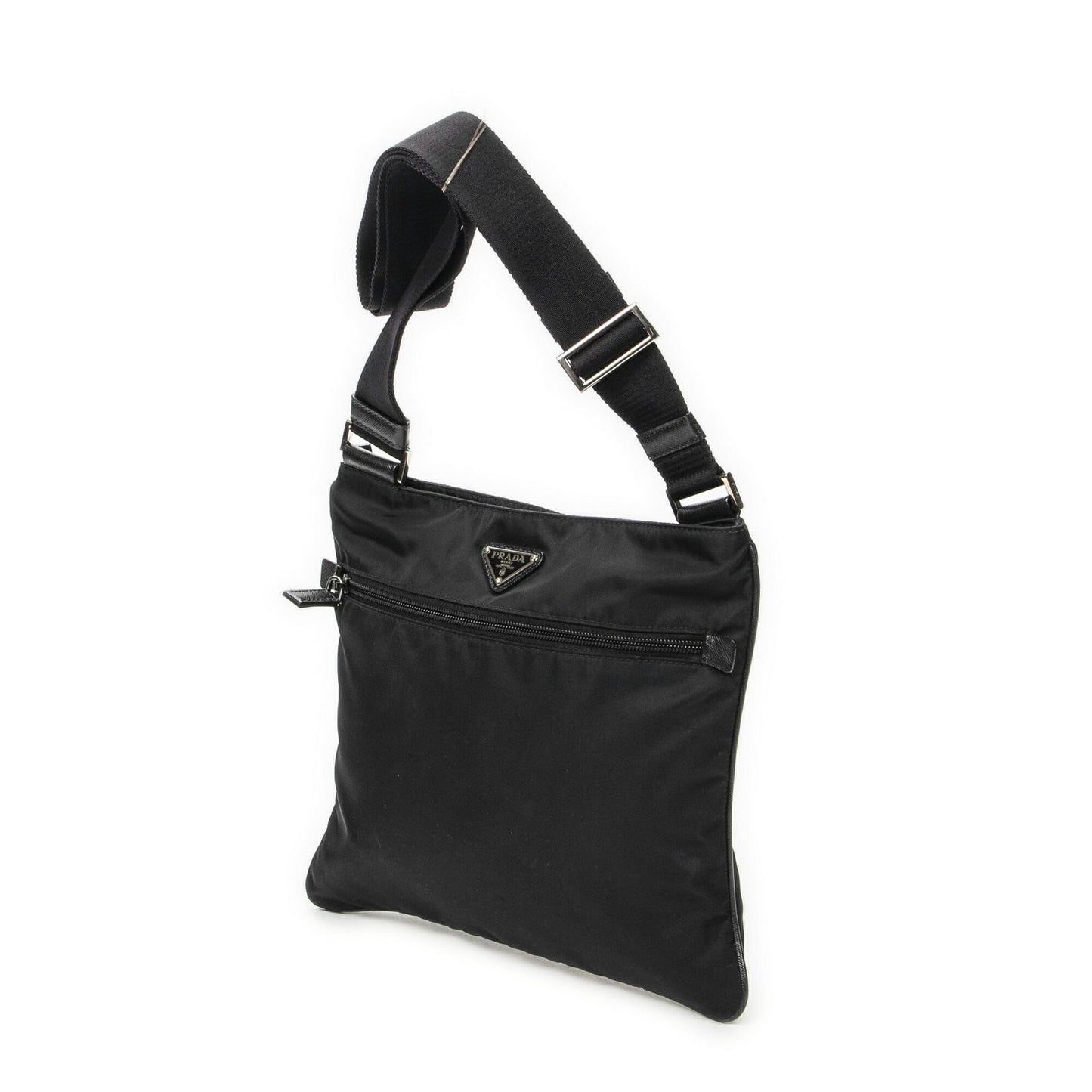 Prada Flat Messenger Crossbody Bag Black Nylon Canvas — view 2