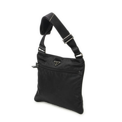 Prada Flat Messenger Crossbody Bag Black Nylon Canvas — view 2