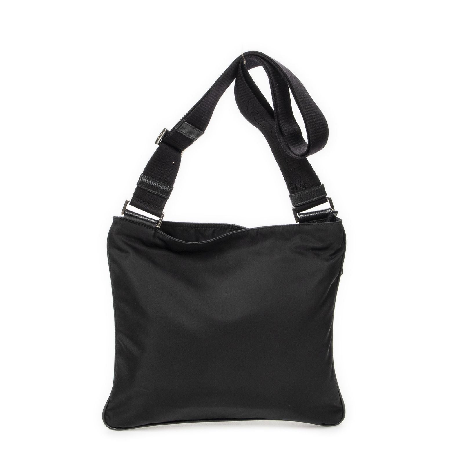 Prada Flat Messenger Crossbody Bag Black Nylon Canvas — view 5