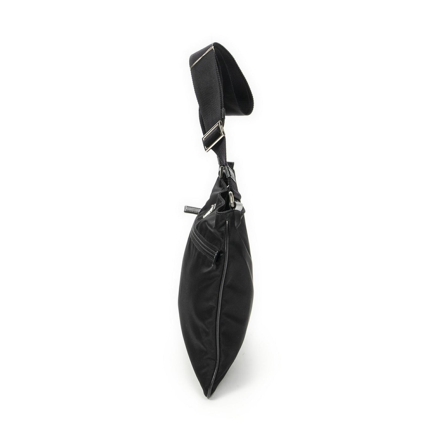 Prada Flat Messenger Crossbody Bag Black Nylon Canvas — view 3