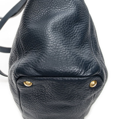 Prada Pocket Shopping Tote Dark Blue Vitello Phoenix — view 7