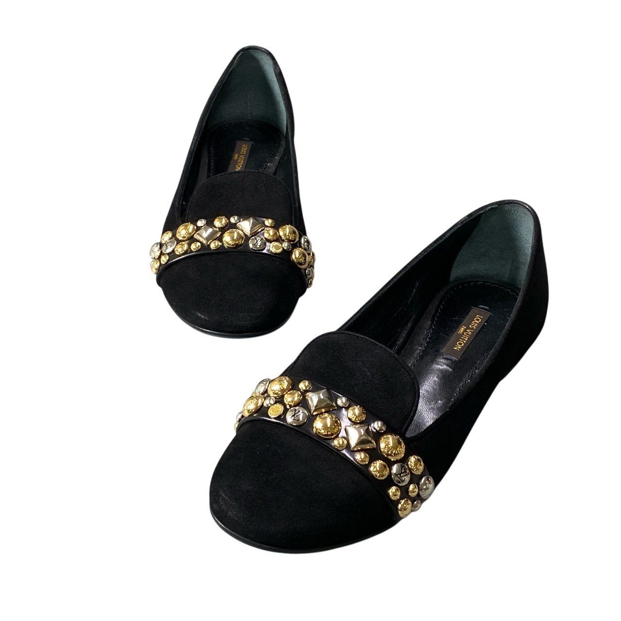 Louis Vuitton Studded Jewel Suede Loafers 36 Black Shoes — view 2