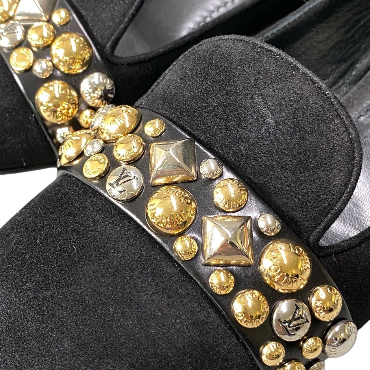 Louis Vuitton Studded Jewel Suede Loafers 36 Black Shoes — view 7
