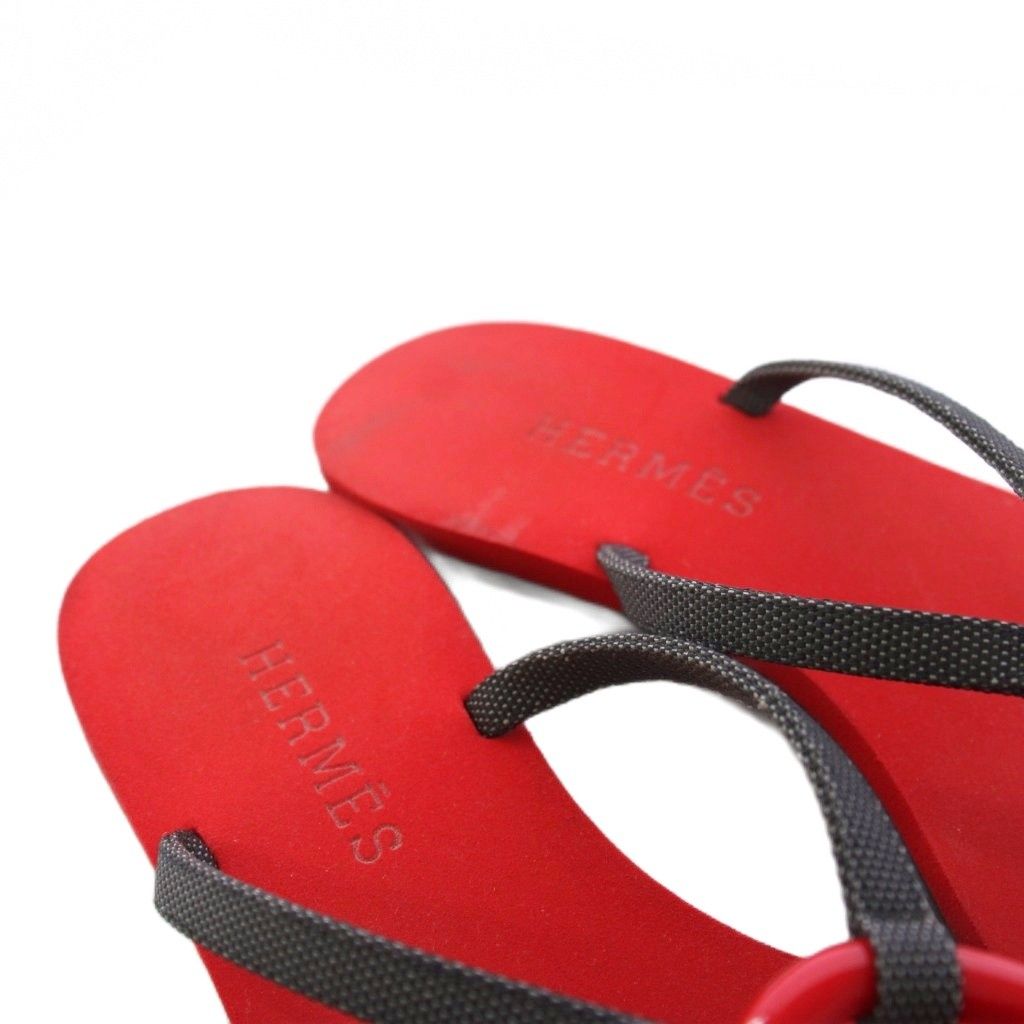 Hermes Caranella Beach Sandals Rubber Red YT — view 5