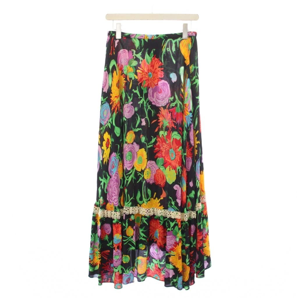 Gucci Ken Scott Flong Skirt Floral Pattern 38 Black — view 2