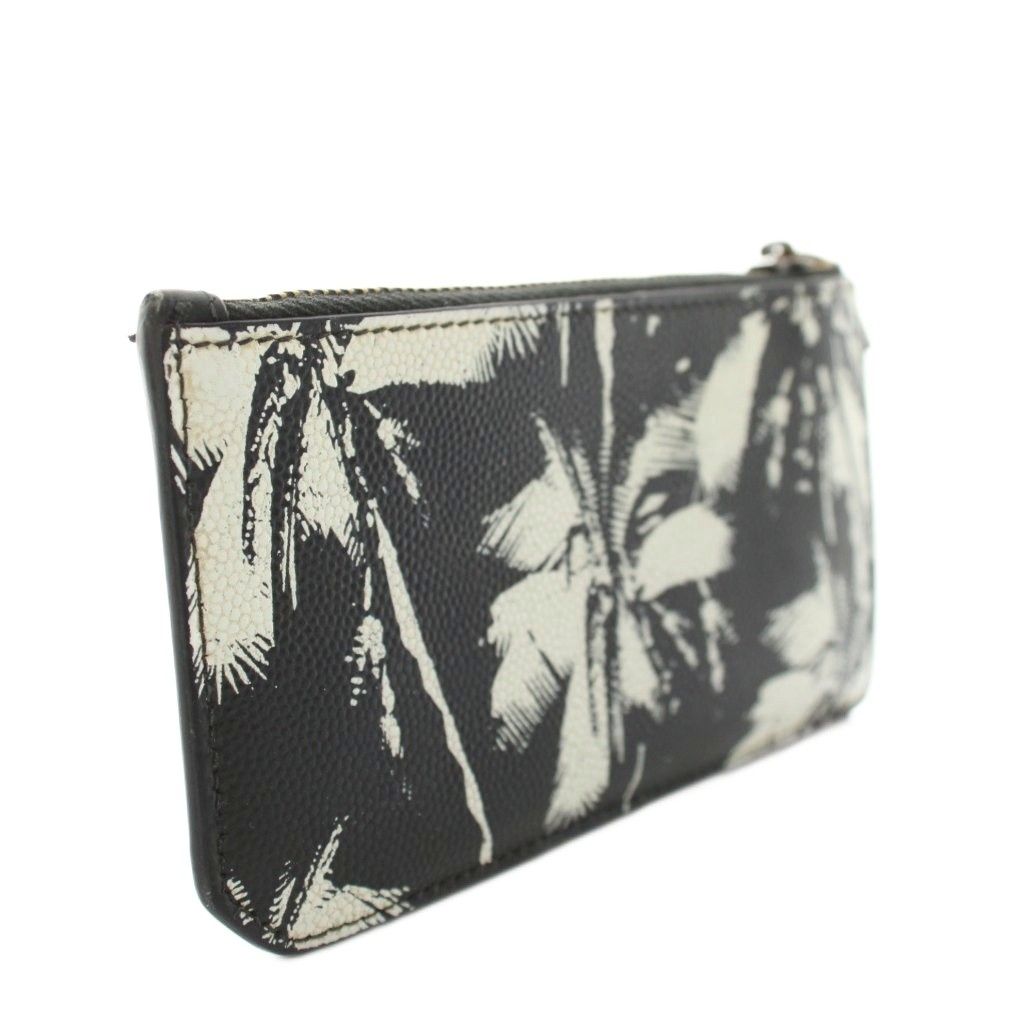 Saint Laurent Paris Coin Case Wallet with Card Pocket Leather Palm Tree Pattern — view 2