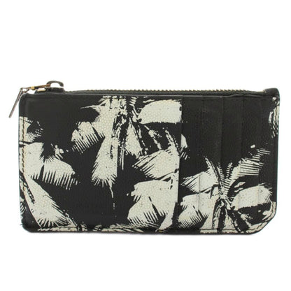 Saint Laurent Paris Coin Case Wallet with Card Pocket Leather Palm Tree Pattern — view 3