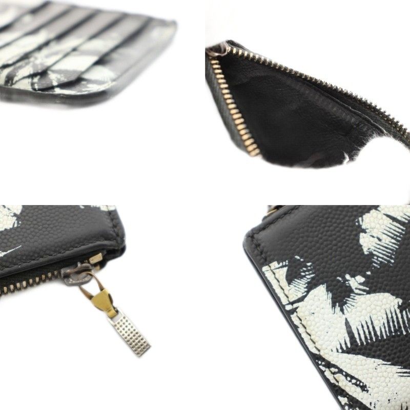 Saint Laurent Paris Coin Case Wallet with Card Pocket Leather Palm Tree Pattern — view 8