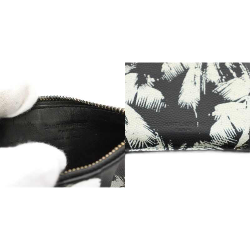 Saint Laurent Paris Coin Case Wallet with Card Pocket Leather Palm Tree Pattern — view 5